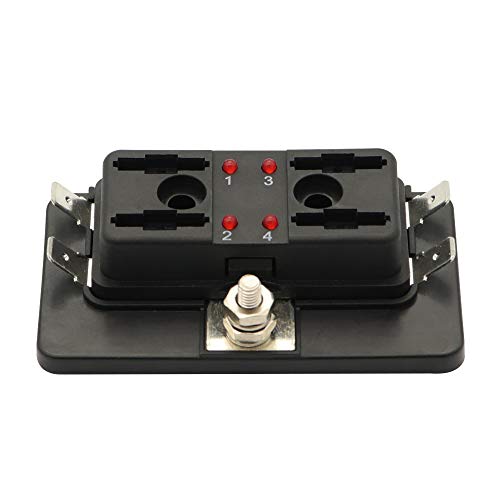 Sangmei Caixa de fusíveis de 4 vias com bloco de fusíveis indicador de LED para caravana marítima de