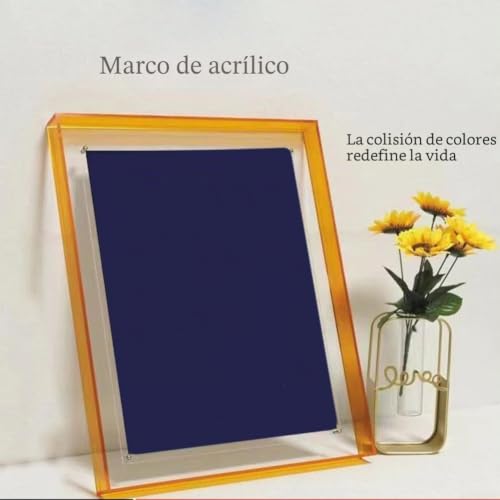Miniatura 3 de Marco De Fotos Acrílico De 10,9 X 14 Cm, Elegante Marco De Escritorio En Bloque, Exhibición De Fotos, Soporte De Fotos Colorido Naranja