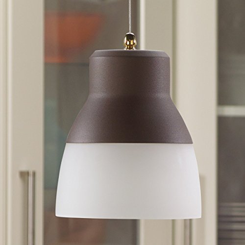 It's Exciting Lighting Iel-5891 Glass Pendant Bronze Ir Led Light With Bronze Hardware And Frosted Glass Shade, Battery Operated With 24 Included Leds #TOP5