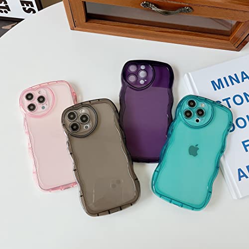 Qokey For Iphone 13 Pro Max Case(2021 6.7"), Cute Clear Love Case, With Love-Heart Camera Frame Wavy Edge Transparent Full Protection Soft Tpu Shockproof Phone Cases Cover For Women Girls Pink #TOP5