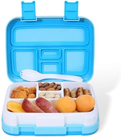 lunch box for kids, Toddler lunch box for daycare, For kids age 3~9, Leakproof 5-Compartment, Bentgo kids lunch box, On-the-go Meal, School kids food container, Lunch Box for Boys and Girls (Blue)