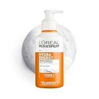 L'Oréal Men Expert belebende & sanfte Gesichtsreinigung für Männer, Waschgel für müde aussehende Männerhaut, Herren Cleanser für das Gesicht mit Vitamin C und Ceramiden, Hydra Energy 260 ml