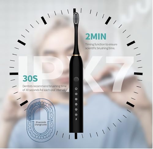 Image of Aura Essentials Sonic Electric Toothbrush for Adults & Kids | 5 Cleaning Modes | 34000 Strokes /Min | USB Rechargeable | 4 Brush Heads | Waterproof IPX7 | Deep Cleaning Electric Tooth Brush