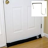 Evelots Door Draft Stopper-33 Inch-Free Over the Door Hook-Heat Stays In-Black