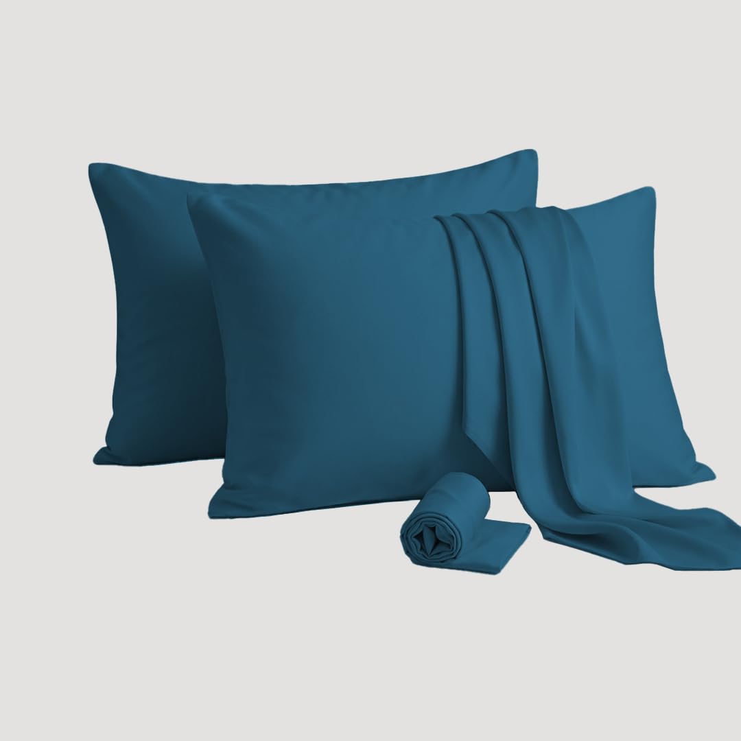 Ziya Homes Teal Pillow Cases 2 Pack - Housewife Pillowcases - 200Tc Soft Brushed Microfiber Pillow Covers With Envelope Closure (50 X 75 Cm)