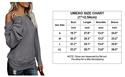 Umeko Womens Off The Shoulder Sweater Oversized Knit Long Sleeve Sweaters Tunic Tops Grey #TOP4