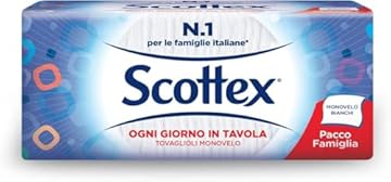 Scottex Tovaglioli Monovelo, Formato Famiglia, Con Carta Certificata FSC, Confezione da 200 Tovaglioli