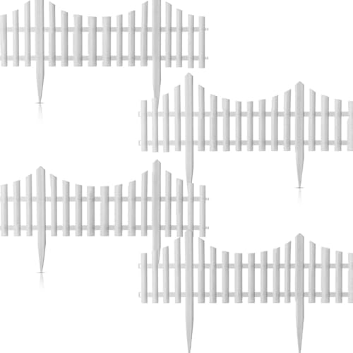 Lawn Border Edge Fence - 10pcs White Wooden Effect Edging Picket Garden Fencing | Picket Border Fence Panels Fencing Edge | Plant Borders Decorative | Landscape Path Panels - White