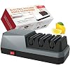 Electric Knife Sharpener- 3-Stage Electric Knife Sharpeners for Kitchen Knives, Chef Knives, Straight Edge Knives and Serrated Knives, 3-Stage, Grey