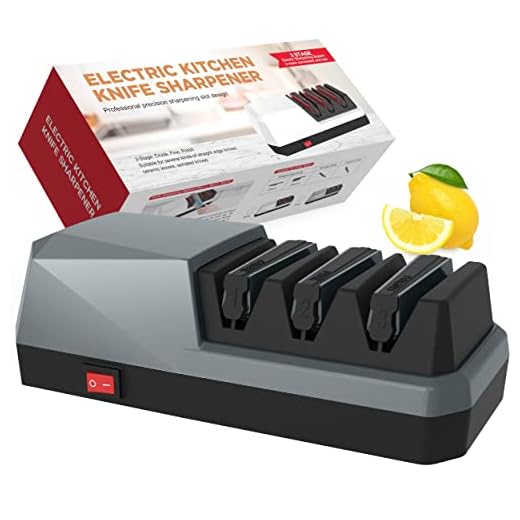 Electric Knife Sharpener- YOORLEAY Knife Sharpeners, 3 Stage Electric Knife Sharpener, 3 Stage, Grey