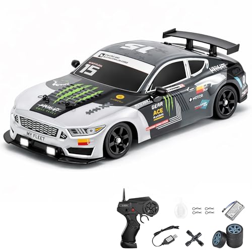 Image of Big Remote Control Car - Silver | 2.4G Drift Racing Car with 150 Meter Range, Smoke Effect, LED Lights & Music | Rechargeable RC Car Toy | Best Gift for Boys & Girls 2 3 4 5 6 7 8+ Years