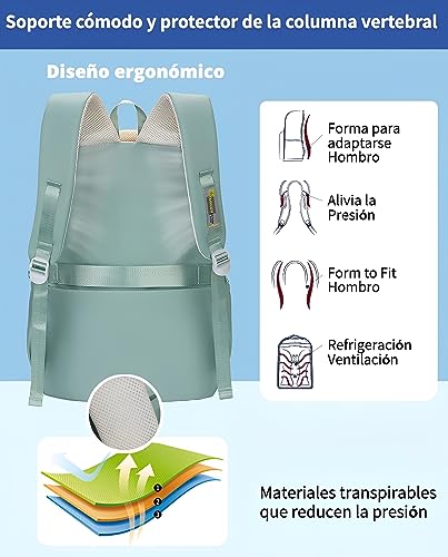 Kawaii Backpack With Cute Accessories Spine Protection Anti-thief Cute Aesthetic Book Bag (Mint Green)3