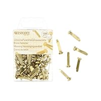 Westcott Musterbeutelklammern 100 Stück | Vorteilspack Messing Musterklammern 13mm mit Rundkopf | Rundkopfklammern für Büro und DIY | E-10592 00