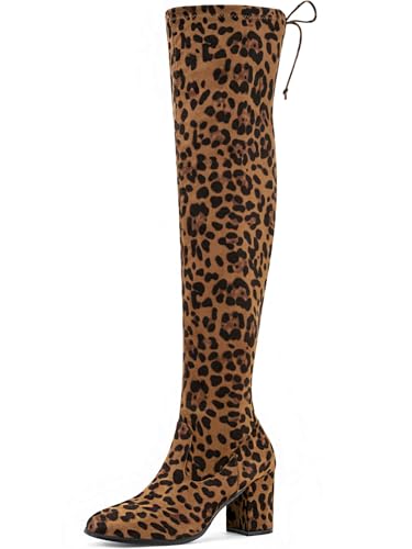Perphy Round Toe Chunky Heel Over the Knee Boots for Women