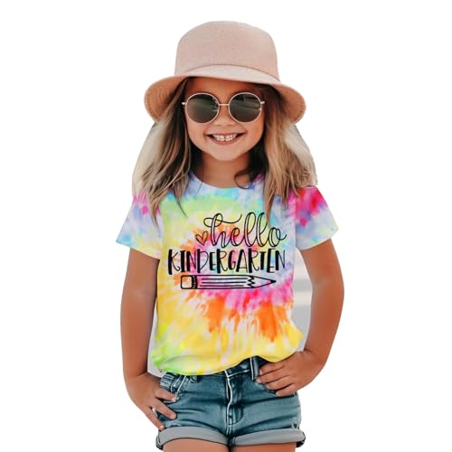 Image of MODNTOGA Kid Girl Boy First Day of School Shirt Back to School T-Shirt Hello Kindergarten 1st 2nd 3rd Grade Graphic Tee Tops