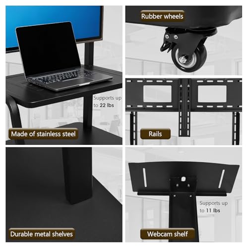 Soporte móvil para TV con ruedas y estante ajustable miniatura 3