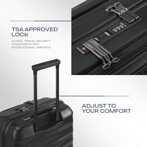 Image of Safari Select Aerolite 55 CM Small Cabin Black Front Open Hard Shell Double Spinner Trolley /Luggage Bag with TSA Lock, Dual 8 Wheels and Anti-Theft Zipper