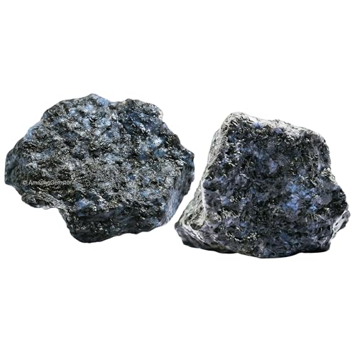 Image of Amazing Gemstone 2 Pieces Larvikite Raw Crystals and Healing Stones, Natural Rocks for Tumbling and DIY Raw Stones and Crystals