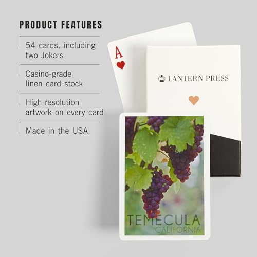 Lantern Press Temecula, California, Uvas en Vid, 52 Cartas Poker miniatura 3