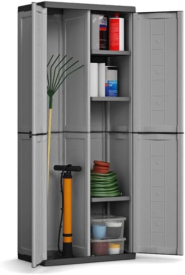 Keter 'Kis Jolly Utility Plastic Cupboard, 1 Piece, Dark Grey/Black, 9734000 0444 01