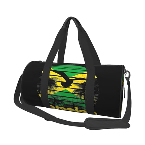 Vintage Retro Jamaica Flag Jamaican Round Travel Duffel Bag Large Capacity Gym Sports Bags for Hiking Vacation Trips
