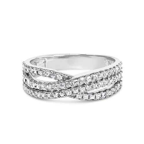 Haus of Brilliance 10K White Gold 3/4 Cttw Princess Natural Diamond Split Shank and Weave Band Ring (H-I Color, SI1-SI2 Clarity)