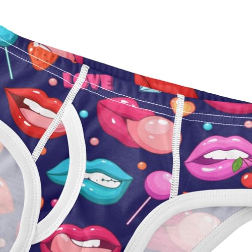 Wusikd Lips Boys' Underwear Cotton Blue Boys Briefs Soft Toddler Underwear 2T4