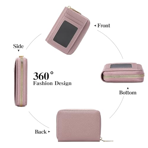Image of GAEKEAO Wallet Women RFID Blocking Leather Small Compact Zip-Around Credit Card Holder with ID Window & Zipper Pocket