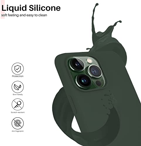 Image of DIZORO Microfiber Candy Case Compatible for iPhone 13 Pro 6.1 inch, Shockproof Slim Back Cover Liquid Silicone Case - Pine Green