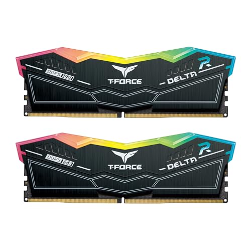 TEAMGROUP T-Force Delta RGB DDR5 Ram 64GB (2x32GB) 6000MHz PC5-48000 CL38 Intel XMP 3.0 & AMD Expo Compatible Desktop Memory Module Ram Black FF3D564G6000HC38GDC01