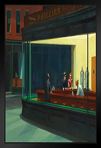 Nighthawks Diner Edward Hopper Poster 1942 Phillies Diner Late Night Hawks Famous Painter Painting Matted Framed Art Wall Decor 20x26