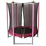 Cama Elástica Niños con Red de Protección, Cama Elástica Exterior/Interior, Antideslizante, Color Azul, Juegos, Aire Libre, Cama Elástica/Trampolín 140 cm (Rosa)