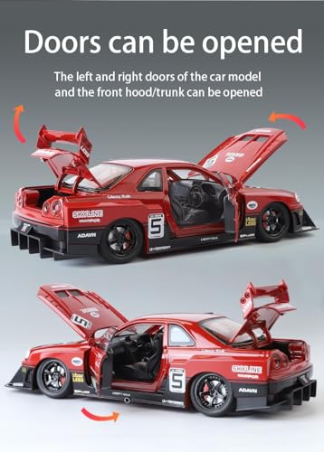 Image of VARIYA ENTERPRISE Exclusive Alloy Metal Pull Back Die-Cast Car Diecast Metal Pullback Toy Car with Openable 6 Doors,Light Music Boys Gifts Toys (1:24 Nissan GTR Skyline S15-Multicolor)