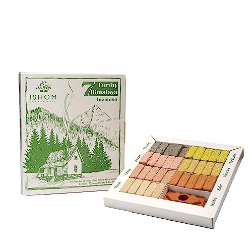 Image of 7 Earthy Smudge Incense 70 Bricks with Holder Combo, 7 Natural Aromatic Fragrances - Pinon, Cedar, Juniper, Hickory, Alder, Mesquite, Fir Balsam for Meditation & Home Purification