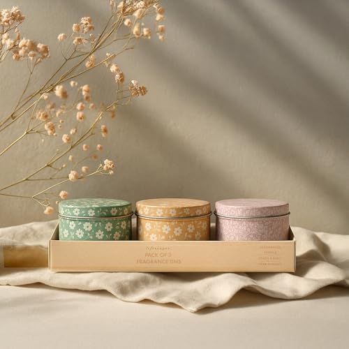 Lifescapes Scented Printed Tin Candle - Van/Peach & Basil/Herb, 140g | 16 Hours Approximate Burn Time | Compact & Stylish for Home Decor and Relaxation