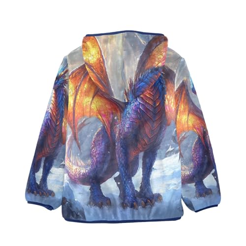 Dragon Standing in A Snowy Landscap Toddler Fleece Jacket Girl Boys Hooded Fleece Jacket Coat2