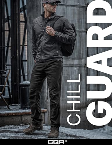 CQR Men's Winter Fleece Lined Pants, Water-Resistant Outdoor Stretch Work Pants, Windproof Casual Pants with Pockets4