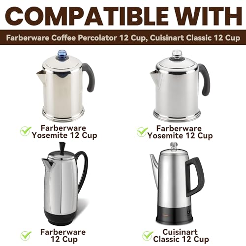 Image of Percolator Coffee Filters Compatible with Farberware Coffee Percolator, 200 Pcs Disposable Perforated Brown Filter Paper for Farberware 12 Cup Cuisinart 12 Cup