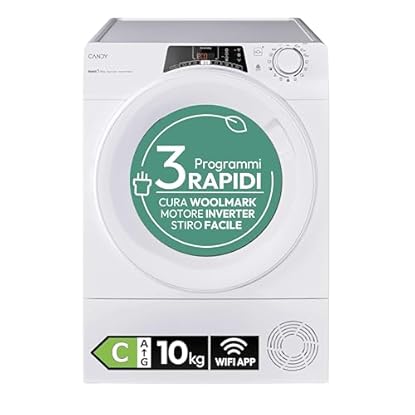 Foto di Candy RapidÓ RO EH10N3TE-S, Asciugatrice 10 Kg a Pompa di Calore, Motore Inverter, Programma Stiro Facile, Connetività Wi-Fi + BLE, 85 x 59.6 x 58.5 cm (A x L x P cm), Bianco-Classe C