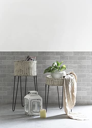 Colamo Luxury 10-Sheet Medium Cement Gray Peel And Stick 3"X6" Large Subway Tile For Kitchen Wall Backsplash,Stick On Faux Stone Mosaic Tile For Bathroom,Rv,Accent Wall,Self Stick Adhesive Brick Tiles #TOP7