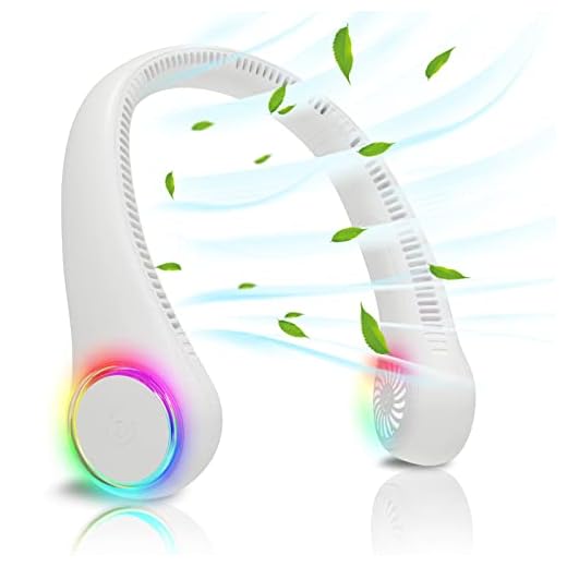 ITSHINY Ventilador de Cuello, Mini Ventilador Portatil, Ventilador Cuello Sin Aspas, Ventilador USB Recargable Bateria 4000 mAh con Ajustable 3 Velocidades Luz LED para Viajes Deporte Oficina Hogar