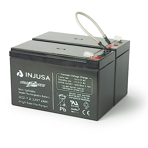 INJUSA - Batería de Plomo-Ácido 24V y 7,2 Amperios en Serie, compatible con Vehículos Eléctricos Injusa de 24V, con 60 Minutos de Autonomía y 12 Horas de Carga