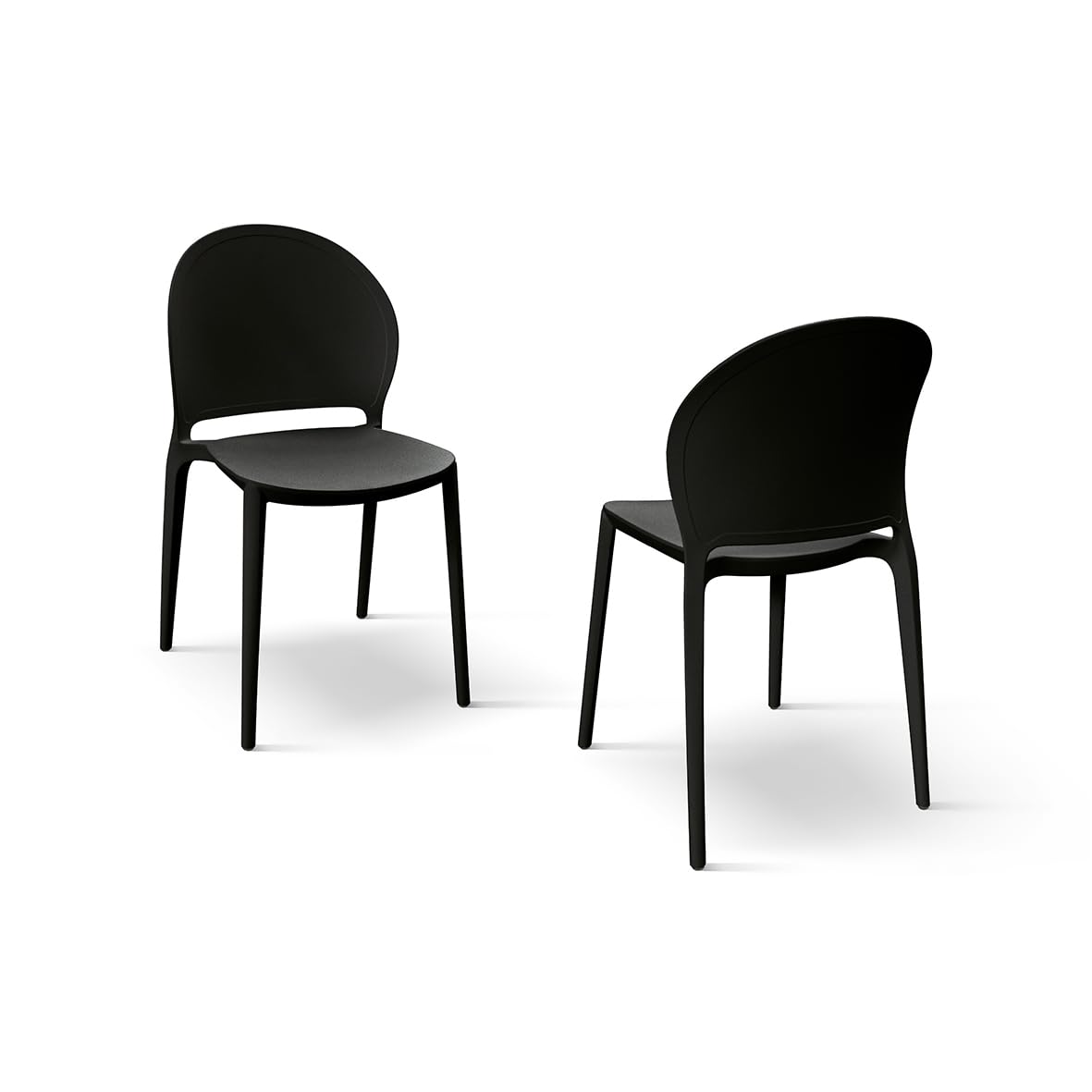 PAZZO DESIGN Chaise Stefania, Ensemble de 4, Noir, Chaises polypropylène, Chaises Cuisine, Chaises Salle à Manger, Chaises Jardin, Empilables - id_1993