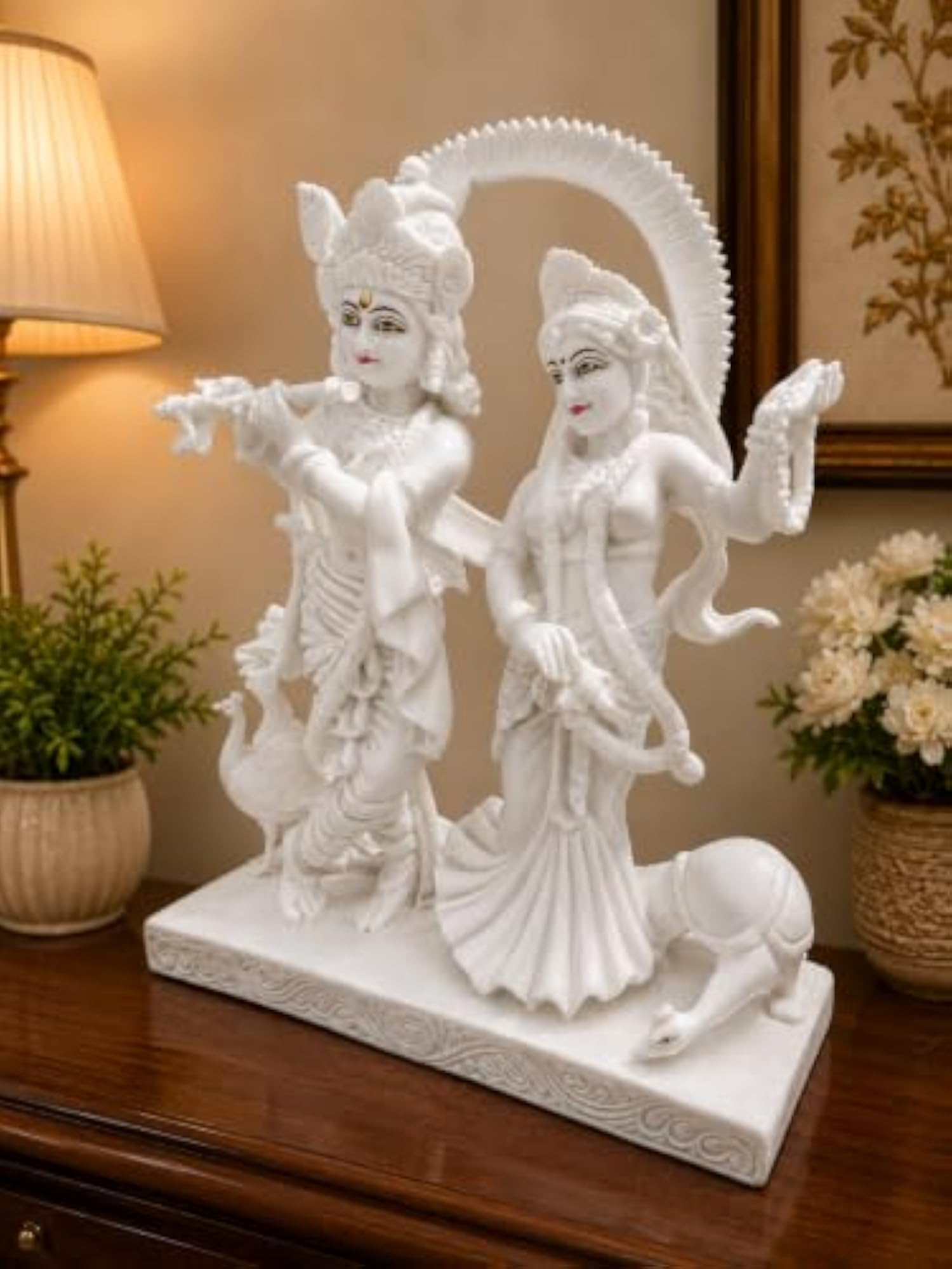 White Jugal Radha Krishna Murti Marble Dust