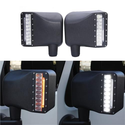 Luz señal giro lateral para Wrangler JK intermitentes blanco ámbar en carcasas espejos 2