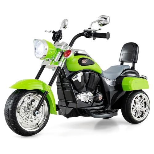 Image of Costzon 6V Ride on Chopper Kids Motorcycle with Adjustable Headlight(Green) | Horn, Engine, 3-Wheel Stable Ride on Toys, Battery Powered Electric Toddler Motorcycle for Kids, Gift for Boys Girls