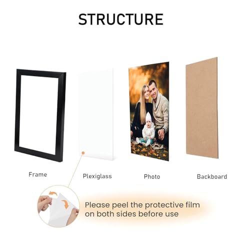 Image of A4 Size Photo Frame For Wall Set of 5 Black Picture Frame For Home and Office Decoration, Size -8x12 Inches (Design 05)