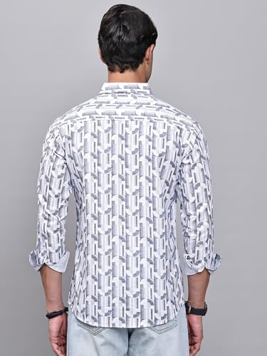 Image of Majestic Man Custom Geometric Printed Pure Cotton Slim Fit Casual Shirt