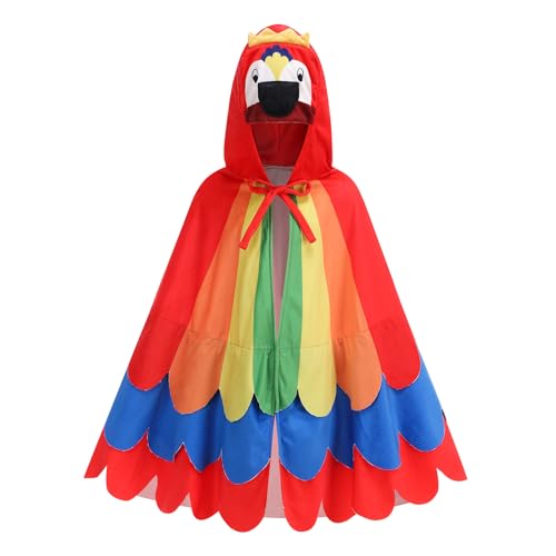 Disfraz de capa con capucha loro para niños miniatura 1
