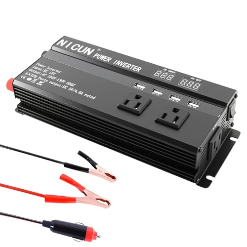 Image of ALSO GO 1200W Power Inverter 12v to 110v AC Car Inverter with LCD Screen Display, 3 AC Outlets, 1A/2.1A/2.4A USB Port, Car Power Converter for Truck, Home, Vehicles, Laptop, Trip